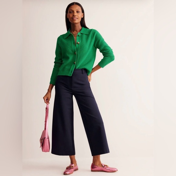 Boden Ponte' Knit Wide Leg Culottes Navy Blue  Minimalist Sophisticated ( F-12) - Picture 1 of 11